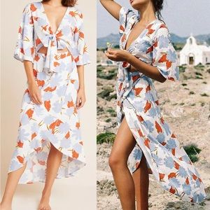 L*SPACE Paloma Floral Kellen Tie-Front Dress XS